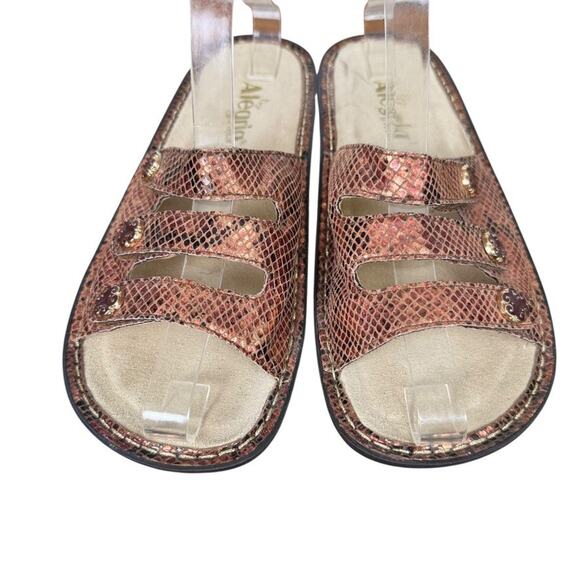 Alegria PG Lite Fiona Copper Snake Print Slides Slip On Sandals Shoes sz 39 / 9 - Picture 6 of 16